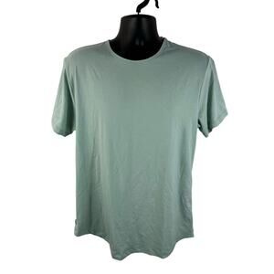 Cuts Curve Hem Short Sleeve Classic Tee Light Blue Size XL Mens